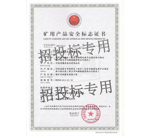 離心泵安全標(biāo)志證書